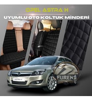 Opel Astra H Siyah Renk Tay Tüyü Cepli & Terletmez Sırtlı Oto Koltuk Minder Seti - Koltuk Koruma Kılıfı (ÖN & ARKA TAM SET)