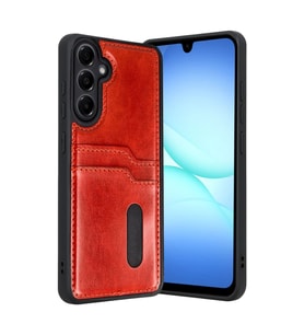 Samsung Galaxy A17 5g Sara Kartvizitli Deri Kılıf - Kırmızı