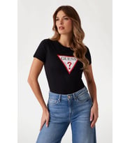 Guess SS CN ORIGINAL TEE Kadın Siyah T-shirt W1YI1BI3Z14-JBLK