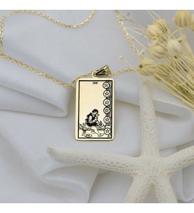 Altın Kaplama  Eight of Pentacles Tarot Gümüş Kolye