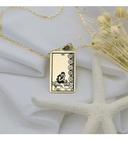 Altın Kaplama  Eight of Pentacles Tarot Gümüş Kolye