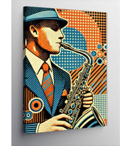 Kanvas Tablo Saksafon Çalan Jazz Müzisyeni