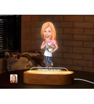 BK Gift Kişiye Özel Kadın Karikatürlü Dekoratif 3D Biblo LED Işıklı Gece Lambası-9, Sevgiliye Hediye, Arkadaşa Hediye, Doğum Günü Hediyesi
