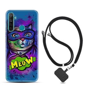 Realme 5i 5 Pro 6i 7 Pro 8 Kılıf Boyun Askılı Silikon Super Meow 1715