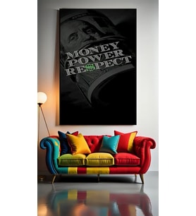 MONEY POWER RESPECT Ev Duvar Salon Güzellik Salonu Ofis Dükkan Dekarasyon Kanvas Tablo (Çok Renkli)