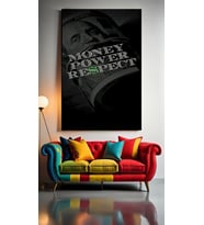 MONEY POWER RESPECT Ev Duvar Salon Güzellik Salonu Ofis Dükkan Dekarasyon Kanvas Tablo (Çok Renkli)