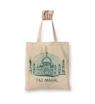 Tac Mahal Hindistan Beyaz Bez Çanta Uzun Saplı Alışveriş Çantası Plaj Çantası