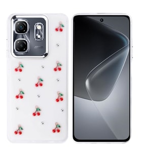Coverzone ?nfinix Hot 50i ile uyumlu K?l?f Airbag K�?eli 2mm Kamera �?k?nt? Korumal? Simli ?effaf Bask?l? Z-Kutup Kapak Kiraz