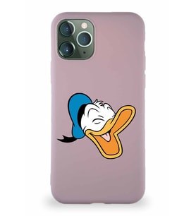 Apple iPhone 11 Pro Soft Premier Kapak Donald Duck-E Tasarımlı Silikon Kılıf - Pudra (Şeffaf)