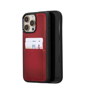Bouletta Apple iPhone 15 Pro Max Uyumlu Deri Arka Kapak FXCP V4EF (Kırmızı)