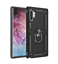 Samsung Galaxy Note 10 Plus Uyumlu Kılıf Standlı Manyetik Yüzüklü Military Magnetic Ring Polycarbonate and TPU Case (Siyah)