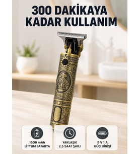 Kablosuz Saç Sakal Kesme Makinesi T Tipi Metal Bıçaklı 3 Kademeli Taraklı
