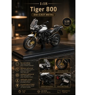 Tiger 800 1:18 Ölçek Diecast Metal Motosiklet Maketi Sergileme Standlı Lisanslı