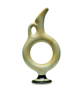 e38 EL İŞÇİLİĞİ HALKALI ÇİNİ VAZO 30*15 cm - 6425 (Beyaz)