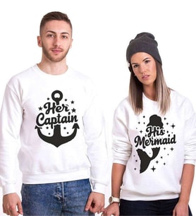 Tshirthane Mermaid Captain Sevgili Kombinleri Sweatshirt Kombini (Tek Ürün Fiyatıdır.)
