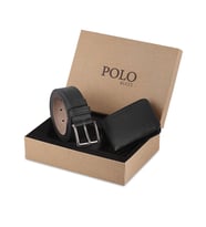 Polo Rucci Kutulu Erkek Kemer Cüzdan Hediye Seti SETE-3016 (Siyah)