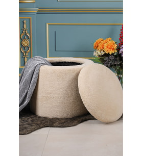 45 X 45 CM PELUŞ KREM KUMAŞLI ÇOK AMAÇLI PUF KOLTUK
