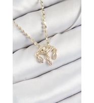 Pirinç Zirkon Taşlı Sallantılı Göz Model Ezme Zincir Gold Renk Kadın Kolye - TJ-BKO10389