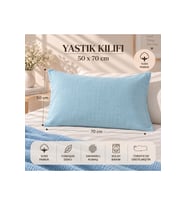 Pamuk Saten Yastık Kılıfı 50x70 cm Mavi