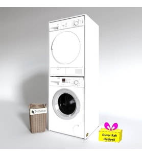 Kenzlife çamaşır-kurutma makinesi dolabı zakhar byz 180*70*60 banyo arkalıksız + tekli duvar rafı hediyeli (Karışık)