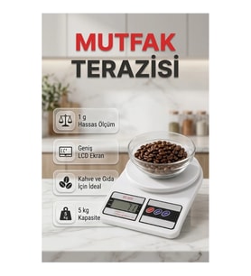 Dijital Mutfak Terazisi – LCD Ekran, 5 kg Kapasite ve 1 g Hassas Ölçüm