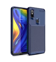 Xiaomi Mi Mix 3 Uyumlu Karbon Desenli Negro Silikon Kılıf (Lacivert)