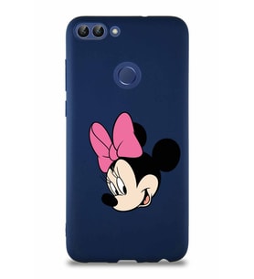 Huawei P Smart Soft Premier Kapak Minnie Mouse-B Tasarımlı Silikon Kılıf - Lacivert (Şeffaf)