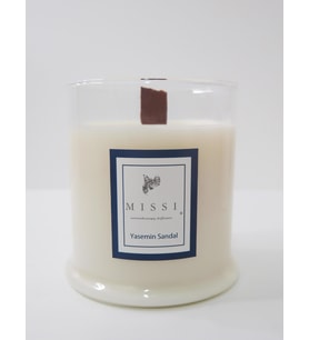 MİSSİ BÜYÜK AHŞAP FİTTİLİ YASEMİN SANDAL VEGAN MUM