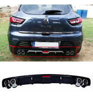 Renault Clio Mk4 Siyah Difüzör 4 Krom Egzoz Görünümlü Difizör Arka Ek Body Kit 2012-2019