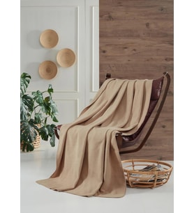Aksu Brighton Collection Pamuklu TV Battaniye 130x170 Bej