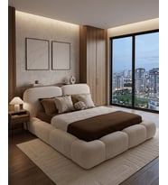 Most Cosmo Premium Bazalı Karyola Kırık Beyaz Kadife Kumaş 160x200 cm. Yatak İçindir(Evinize Teslim)