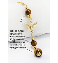 Doğal Taşlı Metal Uçan Kuş Araba Dikiz Ayna Süsü, Kaplan Gözü Taşlı Araba Hediyesi