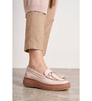 Mammamia D26YA-7735 Kadın Hakiki Deri Casual Ayakkabı Krem