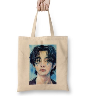 Bts Sapphire Taehyung Bez Çanta Uzun Saplı