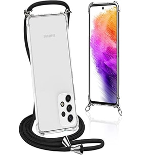 Teknomoda Samsung Galaxy A53 le uyumlu Kılıf Boyun Omuz Askılı iPli Anti Şok Korumalı Şeffaf Silikon Siyah iPli