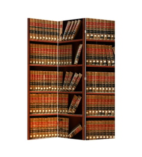 Bookshel Library 3 Kanatlı Oda Bölücü Çift Taraflı Kanvas Paravan