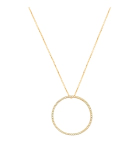 EMILIANO JEWELLERY Altın Kaplama 25 mm Sarı Taşlı Yuvarlak Gümüş Kolye