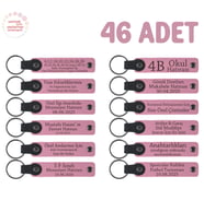 Pembe, Anneler Günü Kutlaması İçin Mesajlı Hatıra Anahtarlık 46’lı Set, Özel Gün Hediyesi