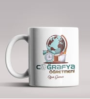 Kişiye Özel Coğrafya Öğretmeni Tasarımlı Beyaz Renk Kupa Bardak 7