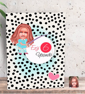 BK Gift Kişiye Özel Kız Çocuk Yaş Karikatürlü Dekoratif Mini Kanvas Tablo 15x20cm-13