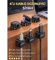 Manyetik Kablo Tutucu 6lı Set Yapışkanlı Kablo Düzenleyici Masa Üstü USB HDMI Kablo Klipsi