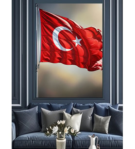 Türk Bayrağı Dalgalanan Resim Dekoratif Kanvas - Mdf Ahşap Tablo