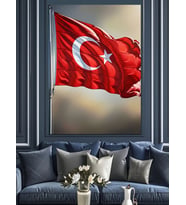 Türk Bayrağı Dalgalanan Resim Dekoratif Kanvas - Mdf Ahşap Tablo