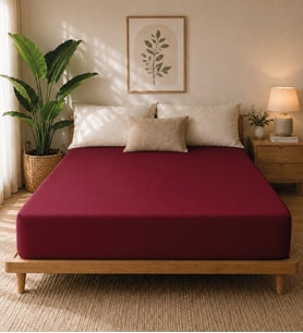 Premium Jersey Bordo Fitted %100 Pamuk Penye 160x200+30cm Çift Kişilik Lastikli Çarşaf