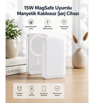 15W MagSafe Uyumlu Manyetik Kablosuz Powerbank 5000 mAh