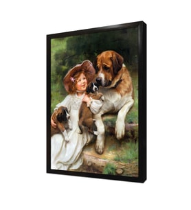 Köpeklerle Çocuk Çerçeveli Mdf Tablo