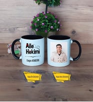 Aile Hekimi Kupa Bardak Siyah Fotoğraflı Tıp Bayramı Hediyesi
