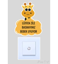 Lütfen Zile Basmayınız Bebek Uyuyor Kapı Zili Etiketi - Sevimli Zürafa Sticker
