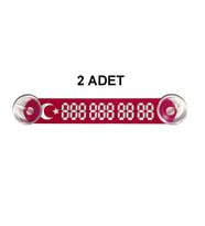 2 ADET Kırmızı-Beyaz Ay Yıldız Araç Park Telefon Numaratörü Tel No Gösterici Numaratik YDNMR211
