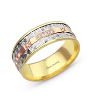 Taşlı Modern Tasarım Altın Alyans (Gold)